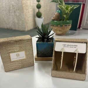 NWT House of Harlow 1960 14KT Gold Plated Pearl Hoop Earrings